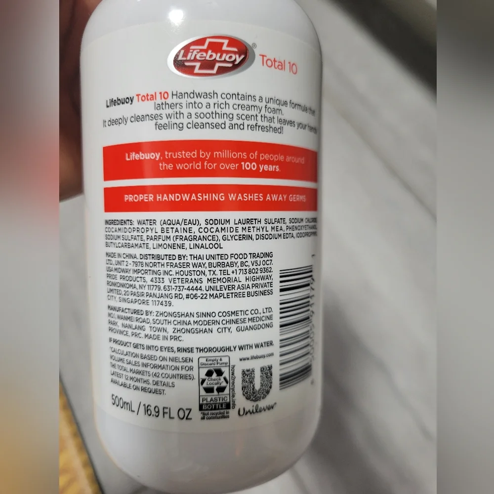 Lifebuoy Handwash Total 10 Washes Away Germs World's Leading Hygiene Soa…